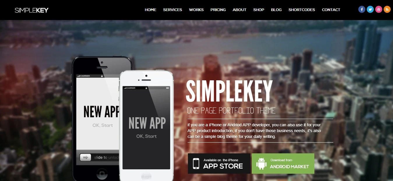 SimpleKey – One Page Portfolio WordPress Theme