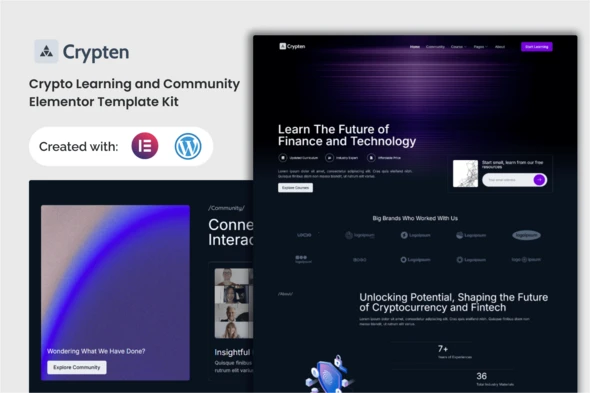 Crypten – Crypto Learning and Community Elementor Template Kit