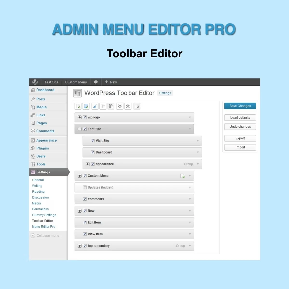 Admin Menu Editor Pro – Toolbar Editor