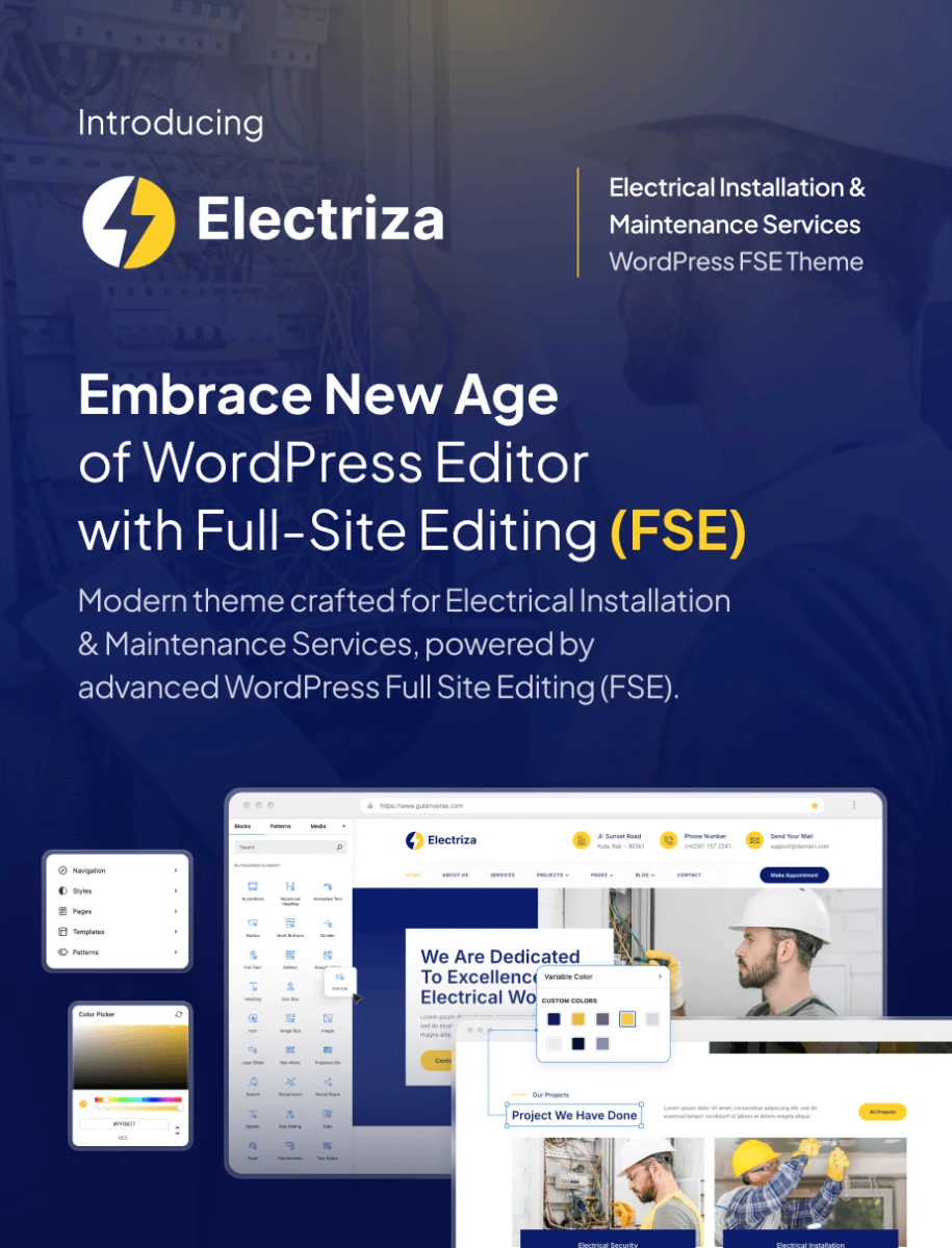 Electriza – Electrical Installation & Maintenance Services Gutenverse FSE WordPress Theme