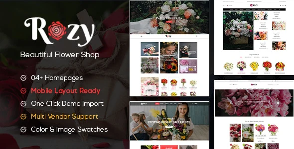 Rozy – Flower Shop WooCommerce WordPress Theme (4+ Indexes + Mobile Layouts Ready)