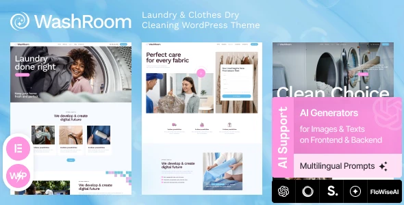 Washroom – Laundry & Clothes Dry Cleaning WordPress Theme