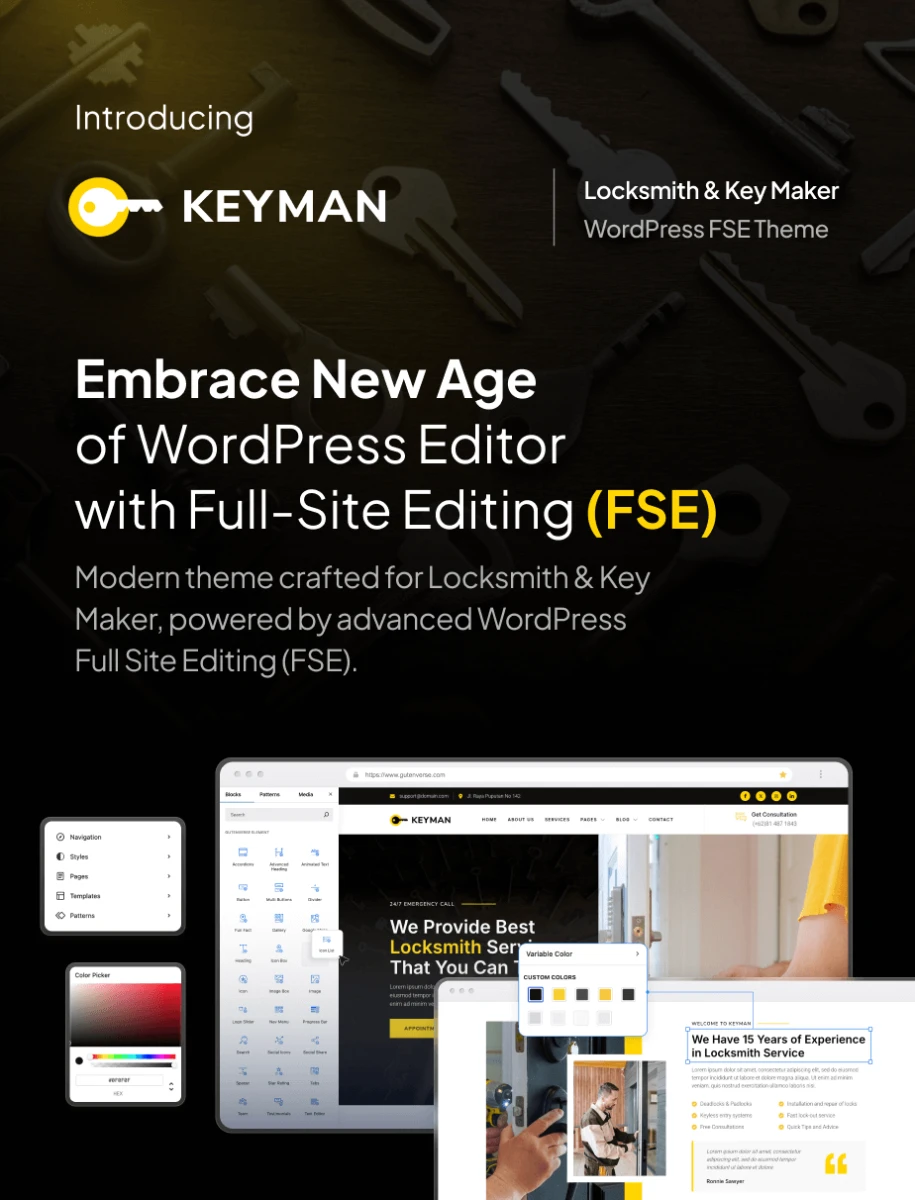 Keyman – Locksmith & Key Maker Services Gutenverse FSE WordPress Theme