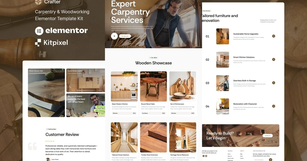 Crafter – Carpentry & Woodworking Elementor Template Kit